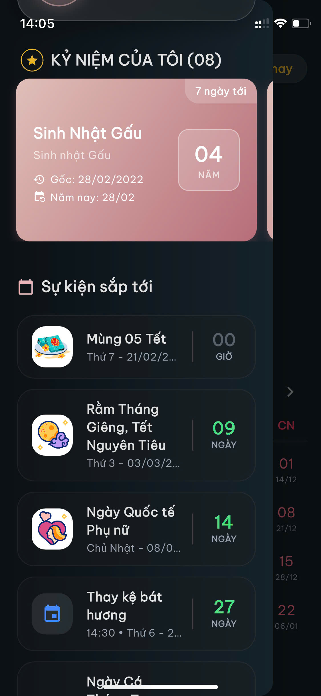 Thẻ kỷ niệm âm lịch và sự kiện gia đình trong Lịch VN Lạc Hồng
